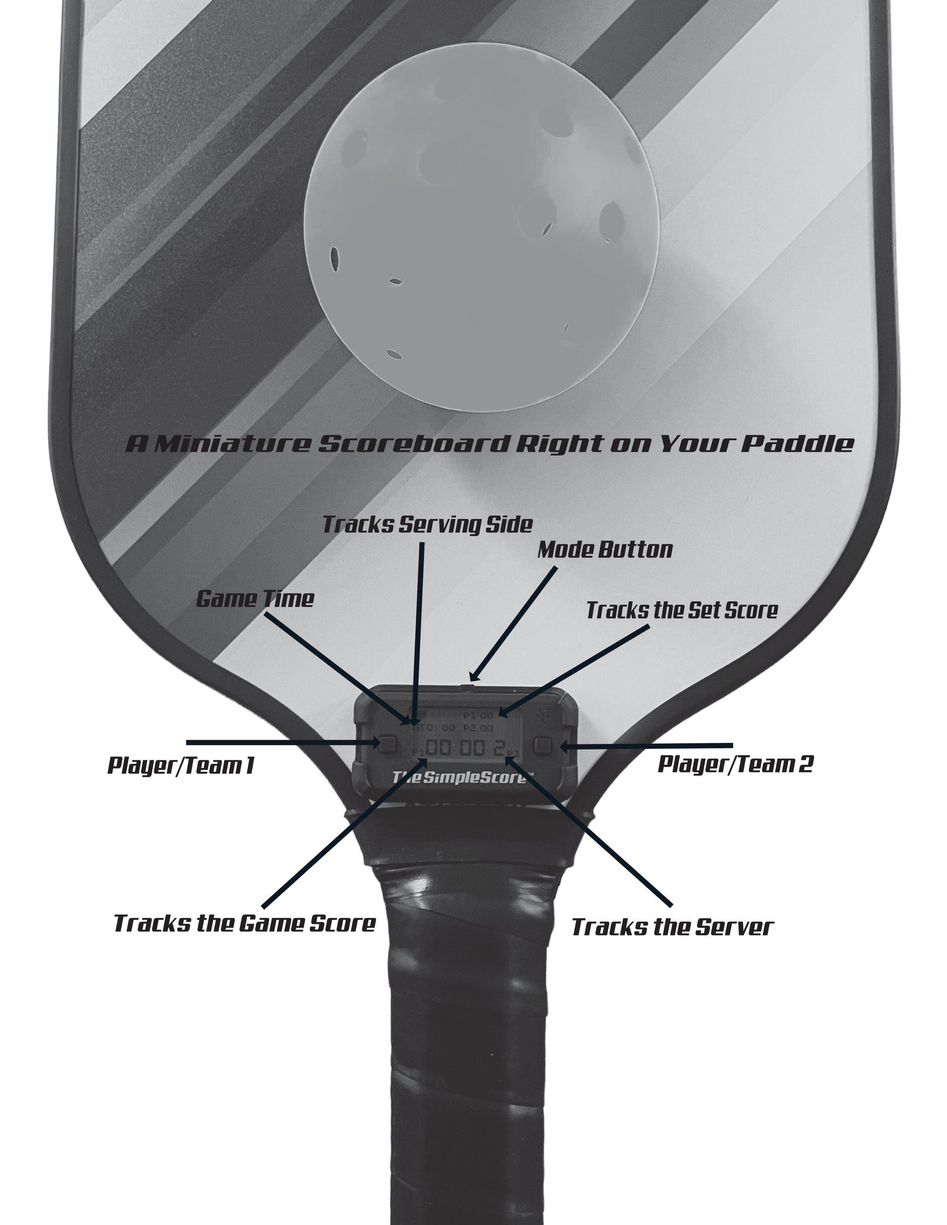 The SimpleScore™ for Pickleball Midnight Black